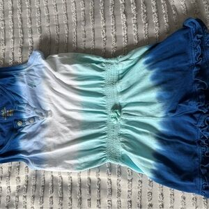 Ralph Lauren Girls Ombre Polo Romper in Blue, Mint & White